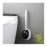 YONGKANG Klobürste Head Toilettenbürste Kein Dead Ecken Haushalt Wandmontage Regal Wäsche Squat Toilettenbürste Set Kreatives Badezimmer Silikon (Color : Black)