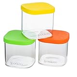 YUMBOX Chop Chop Chop Meal Prep Glas Food Storage Cubes Set of 3 (Vibrant) 1,5 Cup Volume each cub