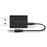 Bluetooth USB-Transmitter, Bluetooth 5.0 Sender-Empfänger-Adapter mit 3,5 mm Klinkenstecker für Musik und Audio vom TV, PC zu Lautsprecher und Kopfhörer, Low-Latency USB-Netzteil, Plug and Play