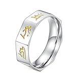 ANAZOZ Ring Unisex 6MM Bandring Sanskrit Buddhistische Sutra Edelstahl Vertrauensring Herren Ring Größe 54 (17.2) bis 65 (20.7)