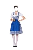 coloing Frauen deutsches Kleid Kostüme für Bayerisches Oktoberfest Halloween Karneval Maid Cotsume(Blau 3X-Large)