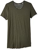 JACK & JONES Herren Jjebas Tee Ss U-Neck Noos T-Shirt, Grün (Thyme Detail: Reg Fit), L