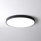 PUCHIKA LED Deckenleuchte Ultra Dünn Deckenlampe Bürolampe Rund Wohnzimmer Kinderzimmer Lampen 40cm 24W Schwarz [Energieklasse F]
