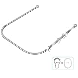 Misounda U-förmige Eck-Duschvorhangstange, 304 Edelstahl, ohne Bohren, verstellbare Duschstange mit Duschring, für Badezimmer, Badewanne, Kleidung, Laden, Armatur, Zimmer, U-förmig, 90 x 80 x 90