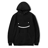 WAWNI Dreamwastaken Sweatshirt / Kapuzenpullover mit Smiley-Motiv, Herren, Damen, Harajuku-Kleidung, lockere Passform, XXS-4XL, schwarz 1, S