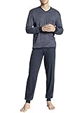 CALIDA Herren Relax Streamline Basic Pyjamasetmit Bündchen Zweiteiliger Schlafanzug, Dark Sapphire, 52-54
