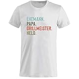 Herren T-Shirt - Ehemann, Papa, Grillmeister, Held - Geschenk für Männer und Papas zum Geburtstag, Vatertag, Jahrestag, Weihnachten, Ostern - FLYERALARM weiß L