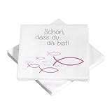 20 Servietten Fische Ichthys 'Schön, DASS du da bist!' 33x33 cm - pink - für Kommunion, Taufe oder andere F