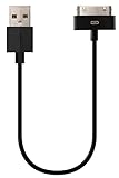 HomeSpot 30 Pin auf USB Kabel, USB auf 30 Polig Dock Connector, Ladekabel, Sync-Kabel, Datenkabel kompatibel mit iPhone 4, iPhone 4S, iPad 1/2/3, iPod Touch, Nano, Docking Station 20 CM Lang (Schwarz)
