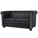 SANON Chesterfield Sofa 2-Sitzer Wohnzimmersofa Aus Kunstleder Schnittsofas Wohnzimmer-Liegestil mit gepolstertem elegantem Sofa Inneneinrichtung Kunstleder Schw