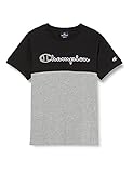 Champion Jungen Seasonal 90's Block Crewneck T-Shirt, Schwarz & Grau, 9-10 J