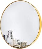 DTKJ Dekorativer Spiegel, Badezimmer-Wandspiegel, goldfarben, modern, rund, Kosmetikspiegel, Wandmontage, großer Kreis, Metallrahmen, mittelgroßer Spiegel, Wohnzimmer, Schlafzimmer, Wanddek