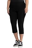 Ulla Popken Damen Bengalin wadenlang Hose, Schwarz, 48
