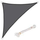 WOLTU Sonnensegel Dreieck 3x3x4,25m Grau wasserabweisend Sonnenschutz Polyester Windschutz mit UV Schutz für Garten Terrasse Camping