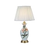 Tischleuchten Schreibtischlampen Emaille Keramik Tischlampe,E27 Nachttischlampe Voll Kupfer dekorative Tischlampe,Geeignet for Schlafzimmer,Wohnzimmer,Arbeitszimmer(Farbe:Fernbedienungsschalter,Größe: