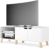 TV-Schrank weiß Tisch TV-Board Lowboard TV-Bank Fernsehschrank Fernsehtisch Skandinavischer für Wohnzimmer Holz 140x48x40