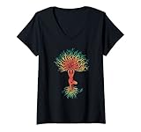 Damen Baum Yoga Pose Namaste Meditation Zen Peace Life Chakra Haka T-Shirt mit V