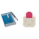 Dahle 533 Schneidemaschine (Bis DIN A4, 15 Blatt Schneidleistung) blau & Vaessen Creative 3 in 1 Eckenstanzer, Eckenabrunder aus Metall und Plastik, zum Basteln mit Papier, 4, 7, 10
