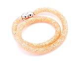 bc525 – Armband Magnet Stardust Double Tour Tube Netzstoff mit Kristallen lachs – Modus F