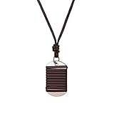 Cupimatch Vatertagsgeschenk Herren Halskette, Retro Leder Legierung Erkennungsmarke Dog Tag Anhänger mit Leder-Kette für Männer, Braun Silb