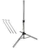 PremiumX Dreibein-Stativ Basic Silver Stahl Ø 32mm 120cm Silber SAT Tripod Ständer für Satellitenschüssel bis 85cm Balkon Camping inkl. 3X Massive Stahl-Hering
