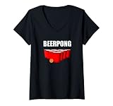 Damen Trinkspiel Beerpong Bier Beer Pong T-Shirt mit V