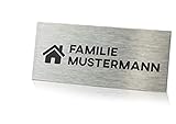 Edelstahl Türschild mit individueller Gravur 9x3,0cm / Namensschild wahlweise selbstklebend/Klingelschild mit Namen für die Haustür - Keine Werbung Aufkleber/Edelstahlschilder 1.0