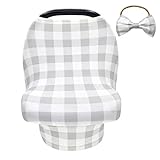 Yuehuam Stillstille mit Baby-Stirnband Autositz-Überdachung Kinderwagen-Überdachung Kindersitz-Überdachungen für Einkaufswagen/Hochstuhl/Dehnbar (Grau)
