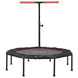 Trampolin Indoor Ø127cm, Fitness Trampolin Faltbar mit 5-Fach Höhenverstellbarer Haltegriff, Jumping Fitness Trampolin bis 150kg, Trampolin für Erw