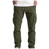 SIOPEW Cargohose Herren Laufhose Vielen Taschen Seitentaschen Hosen FüR Kleine FüßE Und Schmale Werkzeuge Hose Anzughose Arbeitshose Lang Outdoor Cargo Chino Hose Basic F