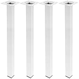 PrimeMatik - Quadrat Tischbeine für Schreibtische Schränke Möbel aus Weiss Stahl 75cm 4-Pack