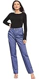 True Face Damen Jeans Denim Straight Leg Slim Pant Mid Rise Stretch Zip Fly Hose Größe 36-30, dunkelblau, 46