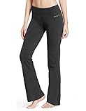 BALEAF Damen Flare Joga Fitness Hose mit Innen Tasche Grau M