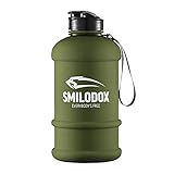 SMILODOX Unisex Trinkflasche Schwarz 1,3 Liter für Sport, Fitness, Gym und Training die Wasserflasche für Unterwegs, Color:Grü