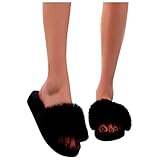 Dasongff Hausschuhe Damen Plüsch Winter Warm Flauschig Pantoffeln Offene Zeh Fell Schlappen Hase Fell Slippers Schuhe Kuschelige Weich Warme Hausschuhe Leicht Indoorsüße H