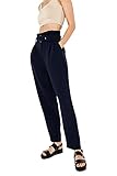 befree Damen Business-Hose mit Paperbag-Taille und Gürtel Blau XS