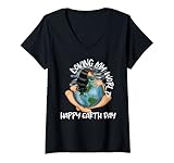 Damen Meine Welt lieben Happy Earth Day Jeden Tag der Erde T-Shirt mit V