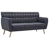 vidaXL Sofa 3-Sitzer Stoff Dunkelgrau Polstersofa Loungesofa Sitzmöbel C