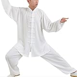 HFCY Kung Fu Tai Chi Uniform Taekwondo Trainingskleidung Kampfsport Kleidung Langarm Shirt Hose Trainings-Uniform Weiß - M