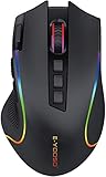 Niceon Gaming Maus kabellos RGB Wiederaufladbare, 9 Programmierbare Tasten, Langer Stunden Akkulaufzeit, Ergonomische Optische PC M