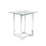 Moderner Beistelltisch Silber aus Metall mit Glasplatte Cry