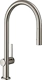 hansgrohe Küchenarmatur Talis M54 (Wasserhahn Küche, 360° schwenkbar, ausziehbare Brause mit 2 Strahlarten, hoher Komfort-Auslauf 210mm, Standardanschlüsse) Edelstahl F