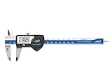 HELIOS-PREISSER 1320517 Digitaler Taschenmessschieber, RS232 plus Digimatic Data Variable, eckiges Tiefenmaß, 150
