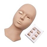 Yujue Wimpernverlängerung Übungskopf Professioneller Mannequin Head Eyelashes Training Head Lashes Mit 3 Paar Ersetzten Augenlidern Für Wimpernverlängerungstraining