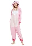 Relaxo Kostüm Stitch Onesie Einteiler Jumpsuit Tier Relax Kostuem Damen Herren Pyjama Fasching Halloween Schlafanzug Cosplay Erwachsene Karneval Stitch Pink L