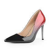 wetkiss Damen Sexy Spitzer Zehenbereich Pumps Faux Wildleder Stiletto High Heels Slip On Party Kleid Abschlussball Schuhe Größe 38-48 US, (Ein 10 cm langes rotes), 45.5 EU