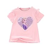 ELSA und Anna T-Shirt Glanz Kurzarmshirt Frozen 2 Eiskönigin 2 Prinzessin Eisprinzessin M