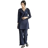 XQBAIHUO Damen Tai Chi & Meditations Anzug, Atmungsaktive Kleidung Leinenstoff Yoga Anzug, Chinesisches traditionelles Baumwolle Yoga Anzug,Blau,XXL