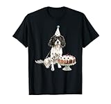 Englischer Springer-Spaniel-Welpe Happy Birthday, Schwarz & Weiß T-S