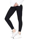 siyecaoo Lange Umstandsleggings für Schwangere Damen Umstandshose Elasstisch Skinny Fit Yogahose Leggings Jogginghose Schwangerschaft Umstandsmode Hose Schwarz S